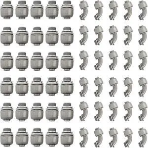 Conduit Connectors, 3/4 Inch Liquid Tight Connector NPT Non-Metallic for PVC Electrical Flexible Conduit Fittings, 30 Straight and 30 Angle 90 Degree, UL Listed, Grey (60-Pack) Conduit Connectors, 3/4 Inch Liquid Tight Connector NPT Non-Metallic for PVC Electrical Flexible Conduit Fittings, 30 Straight and 30 Angle 90 Degree, UL Listed, Grey (60-Pack)
