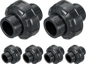 6Pcs 2" PVC Union Coupling Pipe Fitting, SCH80 (Socket x Socket) Furniture Grade PVC Slip Union Coupling Adapter for DIY Pipe Connection, Hose Extension, Dark Grey 6Pcs 2" PVC Union Coupling Pipe Fitting, SCH80 (Socket x Socket) Furniture Grade PVC Slip Union Coupling Adapter for DIY Pipe Connection, Hose Extension, Dark Grey