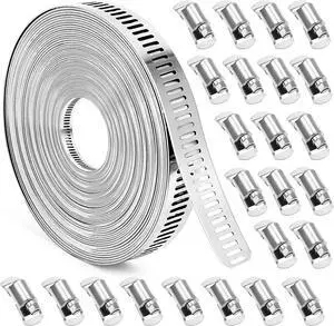 Hose Clamps, DIY 56 FT Metal Strap + 24 Fasteners, Hose Clamps Stainless Steel, Large Adjustable Hose Clamp Pipe Clamp for Pipe Automotive Mechanical Applications Hose Clamps, DIY 56 FT Metal Strap + 24 Fasteners, Hose Clamps Stainless Steel, Large Adjustable Hose Clamp Pipe Clamp for Pipe Automotive Mechanical Applications