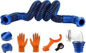 10FT RV Sewer Hose Kit: Heavy Duty Camper Waste Hose with Leak-Proof Swivel Fittings, 90° Clear Elbow, 4-in-1 Adapter, TPE Tech for Crush-Proof and UV-Resistant (Male to Female) 10FT RV Sewer Hose Kit: Heavy Duty Camper Waste Hose with Leak-Proof Swivel Fittings, 90° Clear Elbow, 4-in-1 Adapter, TPE Tech for Crush-Proof and UV-Resistant (Male to Female)