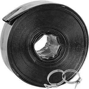 Backwash Hose 1-1/2" x 100 ft, Heavy-Duty Lay-Flat Reinforced PVC Discharge Hose with 2 Stainless Steel Thumb Screw Clamps, Leak-Resistant for Inground & Above-Ground Pool Filters Backwash Hose 1-1/2" x 100 ft, Heavy-Duty Lay-Flat Reinforced PVC Discharge Hose with 2 Stainless Steel Thumb Screw Clamps, Leak-Resistant for Inground & Above-Ground Pool Filters