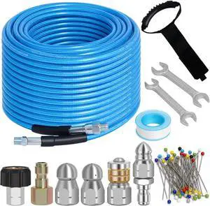 100 FT Sewer Jetter Kit for Pressure Washer, 5800PSI Drain Cleaner Hose 100 FT Sewer Jetter Kit for Pressure Washer, 5800PSI Drain Cleaner Hose