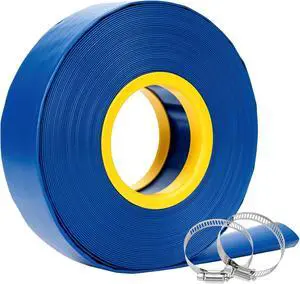 2" x 100FT Pool Backwash Hose, Heavy Duty Reinforced PVC Drain Hose, Lay Flat Discharge Hose with 2 Stainless Steel Clamps, Burst Resistant Water Hose for Sump Pump, Swimming Pool & Filter Drainage 2" x 100FT Pool Backwash Hose, Heavy Duty Reinforced PVC Drain Hose, Lay Flat Discharge Hose with 2 Stainless Steel Clamps, Burst Resistant Water Hose for Sump Pump, Swimming Pool & Filter Drainage