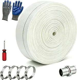 2 Inch Pool Backwash Hose 100 FT, HeavyDuty Flat Discharge Hose for Sump Pump, with 1 QuickConnect Adapter & 4 Stainless Steel Hose Clamps, Work Gloves & Screwdriver, Flexible Pool Drainage Hose 2 Inch Pool Backwash Hose 100 FT, HeavyDuty Flat Discharge Hose for Sump Pump, with 1 QuickConnect Adapter & 4 Stainless Steel Hose Clamps, Work Gloves & Screwdriver, Flexible Pool Drainage Hose