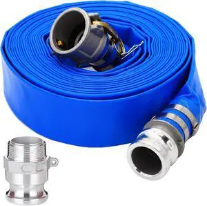 1-1/2" ID × 50 ft PVC Lay Flat Discharge Hose, Heavy Duty Reinforced Blue Pool Backwash Hoses For Swimming Drain Pools, with Aluminum Camlock C and E Fittings, Cam Lock Fitting Type F included 1-1/2" ID × 50 ft PVC Lay Flat Discharge Hose, Heavy Duty Reinforced Blue Pool Backwash Hoses For Swimming Drain Pools, with Aluminum Camlock C and E Fittings, Cam Lock Fitting Type F included
