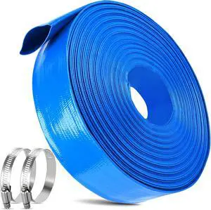 2 IN x 110FT Pool Backwash Hose Heavy Duty Drain Discharge Double PVC Layflat Hose with 2 Clamps, Weatherproof Burst Resistant for Water Transfer, Sump Pump, Pool Filter, Pool Drain (33.6M, Blue) 2 IN x 110FT Pool Backwash Hose Heavy Duty Drain Discharge Double PVC Layflat Hose with 2 Clamps, Weatherproof Burst Resistant for Water Transfer, Sump Pump, Pool Filter, Pool Drain (33.6M, Blue)