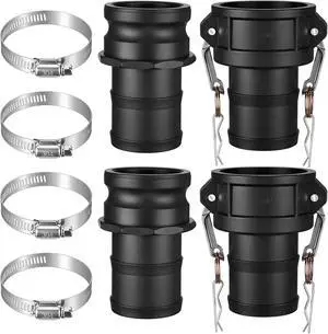 2 Set Camlock Fittings Type C&E 3 Inch Polypropylene Cam and Groove Hose Fitting Kit Include 3" Female Coupling Cam Lock, 3" Male Adapter Camlock, Gasket, Hose Clamps for Industrial 2 Set Camlock Fittings Type C&E 3 Inch Polypropylene Cam and Groove Hose Fitting Kit Include 3" Female Coupling Cam Lock, 3" Male Adapter Camlock, Gasket, Hose Clamps for Industrial