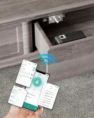 Smart Cabinet Lock Hidden Invisible RFID Kid Keyless Drawer Locks for Adults Children Proof,TTlock APP Compatible with Alexa & Google Home for Sliding Cabinet and Box,No Drilling,NFC,Card Smart Cabinet Lock Hidden Invisible RFID Kid Keyless Drawer Locks for Adults Children Proof,TTlock APP Compatible with Alexa & Google Home for Sliding Cabinet and Box,No Drilling,NFC,Card