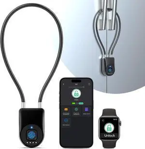 Fingerprint Cable Lock, Fridge Lock Child Proof Cabinet Locks with Bluetooth APP Control, Waterproof Refrigerator Lock French Door, Gate, Kitchen, Freezer, Cabinets and Drawers Fingerprint Cable Lock, Fridge Lock Child Proof Cabinet Locks with Bluetooth APP Control, Waterproof Refrigerator Lock French Door, Gate, Kitchen, Freezer, Cabinets and Drawers