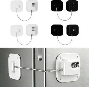 Refrigerator Lock,Fridge Locks for Kids,Freezer Lock with Combination for Refrigerators,Drawers,Cabinets,Closets,Lockers and More,Portable No Keys Needed & Easy to Install White/Black 4-Pack (2 ea) Refrigerator Lock,Fridge Locks for Kids,Freezer Lock with Combination for Refrigerators,Drawers,Cabinets,Closets,Lockers and More,Portable No Keys Needed & Easy to Install White/Black 4-Pack (2 ea)