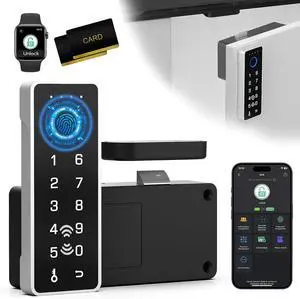 Smart Fingerprint Lock-RFID Cabinet Drawer Lock with Key Cards, Digital Electronic Biometric Bluetooth Child Safety Cabinet Code Lock Liquor File Desk Cupboard Kitchen Liquor Drawer Smart Fingerprint Lock-RFID Cabinet Drawer Lock with Key Cards, Digital Electronic Biometric Bluetooth Child Safety Cabinet Code Lock Liquor File Desk Cupboard Kitchen Liquor Drawer
