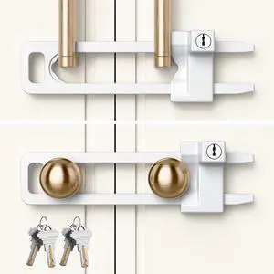 Keyed Cabinet Lock, 2 Locks 4 Keys Keyed Alike, Effective Childproof Cabinet Latch to Lockout Knobs and Handles, For Kitchen drawer Storage Cupboard Closet, Adjustable, Made of Metal (Matte White) Keyed Cabinet Lock, 2 Locks 4 Keys Keyed Alike, Effective Childproof Cabinet Latch to Lockout Knobs and Handles, For Kitchen drawer Storage Cupboard Closet, Adjustable, Made of Metal (Matte White)