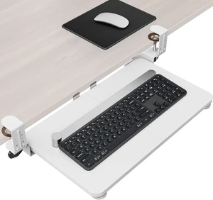 Ergonomic Under-Desk Mouse & Keyboard Tray Pull-Out with Adjustable C-Clamp, 20 (25.9 Including Clamps) x 11.8 Inch Slide-Out Computer Keyboard Drawer Mouse Tray for Typing, White Ergonomic Under-Desk Mouse & Keyboard Tray Pull-Out with Adjustable C-Clamp, 20 (25.9 Including Clamps) x 11.8 Inch Slide-Out Computer Keyboard Drawer Mouse Tray for Typing, White