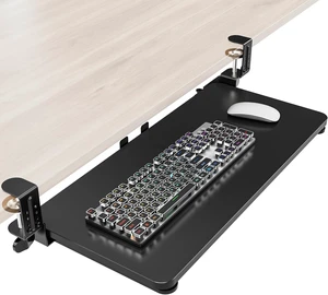 Ergonomic Under-Desk Keyboard Tray Pull-Out with Adjustable C-Clamp, 25.6 (31.5 Including Clamps) x 11.8 Inch Slide-Out Computer Keyboard Drawer Mouse Tray for Typing, Large & Black Ergonomic Under-Desk Keyboard Tray Pull-Out with Adjustable C-Clamp, 25.6 (31.5 Including Clamps) x 11.8 Inch Slide-Out Computer Keyboard Drawer Mouse Tray for Typing, Large & Black