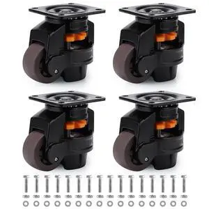 4 Pcs Leveling Machine Caster, Retractable Plate Caster Wheel for Industrial Machine Equipment, Heavy Workbench, Movable Furniture, Total Load Capacity 2200Lbs 4 Pcs Leveling Machine Caster, Retractable Plate Caster Wheel for Industrial Machine Equipment, Heavy Workbench, Movable Furniture, Total Load Capacity 2200Lbs