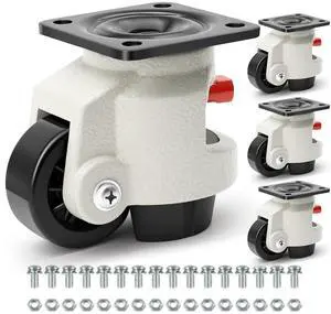 Leveling Casters Heavy Duty with Upgraded Ratchet Handle Design, 360 Degree Swivel Castor Wheels, Adjustable Casters with Feet for Workbench, Machine, Total Capacity 2200 Lbs (4 Pack) Leveling Casters Heavy Duty with Upgraded Ratchet Handle Design, 360 Degree Swivel Castor Wheels, Adjustable Casters with Feet for Workbench, Machine, Total Capacity 2200 Lbs (4 Pack)