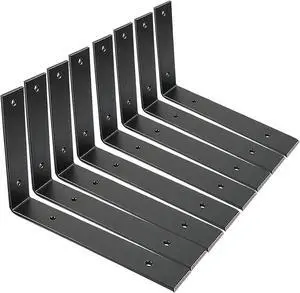 Shelf Brackets 10 Inch Wall L Brackets 8PCS Heavy Duty for Shelves Metal Black Rustic Industrial Brackets for DIY Opening Shelves Project Hardware Included Shelf Brackets 10 Inch Wall L Brackets 8PCS Heavy Duty for Shelves Metal Black Rustic Industrial Brackets for DIY Opening Shelves Project Hardware Included