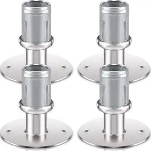 Adjustable Stainless Steel Flanged Feet Round Base Furniture Feet for 1 5/8 Inch Od Stainless Steel Tubing, Pipe Style Table Legs Support, Height Adjustable 1 3/8 to 2 1/2 Inch(4 Pcs) Adjustable Stainless Steel Flanged Feet Round Base Furniture Feet for 1 5/8 Inch Od Stainless Steel Tubing, Pipe Style Table Legs Support, Height Adjustable 1 3/8 to 2 1/2 Inch(4 Pcs)