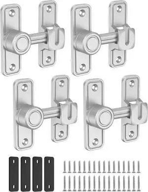 90/180 Degree Flip Barn Door Lock, Heavy Duty Sliding Door Latch Zinc Hardware Privacy Protection for Barn, Window, Gate, Garden, Bathroom, Cabinet (Silver-4PCS) 90/180 Degree Flip Barn Door Lock, Heavy Duty Sliding Door Latch Zinc Hardware Privacy Protection for Barn, Window, Gate, Garden, Bathroom, Cabinet (Silver-4PCS)