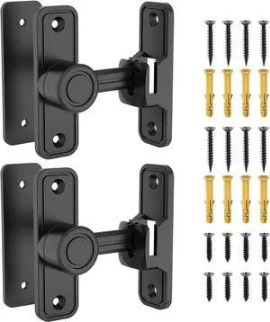 Sliding Barn Door Lock Hardware, 90 Degree Locks for Barn Doors, Flip Gate Latches for Garden, Bathroom, Outdoor, Garage, Window (2 Pack-Black) Sliding Barn Door Lock Hardware, 90 Degree Locks for Barn Doors, Flip Gate Latches for Garden, Bathroom, Outdoor, Garage, Window (2 Pack-Black)