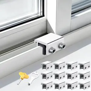 Sliding Window Locks with Key (12 Sets), Window Locks for Up and Down Windows and Horizontal Sliding Windows, Window Stopper, Easy to Install Without Drilling, for Homes,Apartments,and Hotels(Silver) Sliding Window Locks with Key (12 Sets), Window Locks for Up and Down Windows and Horizontal Sliding Windows, Window Stopper, Easy to Install Without Drilling, for Homes,Apartments,and Hotels(Silver)