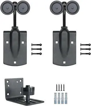 Heavy-Duty Black Exterior Sliding Barn Door Roller Kit, Outdoor Rolling Rollers, 450 lbs Capacity, Powder Coated Black, 2 Packs Heavy-Duty Black Exterior Sliding Barn Door Roller Kit, Outdoor Rolling Rollers, 450 lbs Capacity, Powder Coated Black, 2 Packs