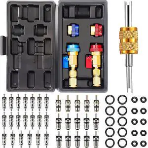 R134A R1234YF Valve Core Tool 35 Pcs Air Condition Valve Core Refrigeration Schrader Valve Core 3 Pcs Remover Tool with 20 Pcs O-Ring Rubber Seal for Car (A/C R12 R134a R1234YF) R134A R1234YF Valve Core Tool 35 Pcs Air Condition Valve Core Refrigeration Schrader Valve Core 3 Pcs Remover Tool with 20 Pcs O-Ring Rubber Seal for Car (A/C R12 R134a R1234YF)