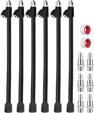 6-Pack 12" Air Chuck Set - Dual Head Tire Chuck with Brass Valve Core, 1/4" FNPT Air Chucks for Tires with 6 Quick Plugs, Air Compressor Attachments for Truck RV Dually Tires, Semi Truck Accessories 6-Pack 12" Air Chuck Set - Dual Head Tire Chuck with Brass Valve Core, 1/4" FNPT Air Chucks for Tires with 6 Quick Plugs, Air Compressor Attachments for Truck RV Dually Tires, Semi Truck Accessories