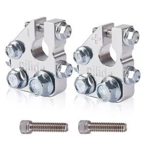 Battery Terminal Connectors,Multi Power Block,Positive & Negative(+/-),Applicable to SAE,5 Way Battery Terminal Clamps for Marine Car Boat RV and Vehicles, Aluminum 1Pair Battery Terminal Connectors,Multi Power Block,Positive & Negative(+/-),Applicable to SAE,5 Way Battery Terminal Clamps for Marine Car Boat RV and Vehicles, Aluminum 1Pair