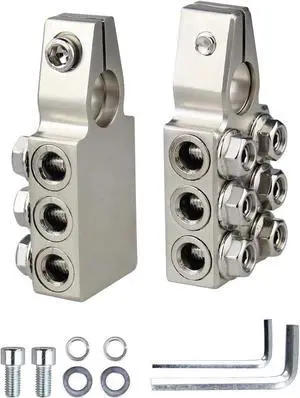 12 Way Battery Terminal Connectors Clamps 1 Pair +/- M10 4/0-8 AWG RV Boat ATV 12 Way Battery Terminal Connectors Clamps 1 Pair +/- M10 4/0-8 AWG RV Boat ATV