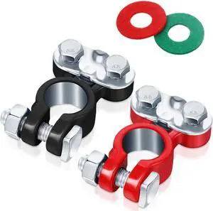 24 Pieces Car Battery Terminals Connectors Zinc-plated Top Post Battery Cable Terminal Clamps with Anti-corrosion Washers Replacement for Marine Boat Rv Vehicles 24 Pieces Car Battery Terminals Connectors Zinc-plated Top Post Battery Cable Terminal Clamps with Anti-corrosion Washers Replacement for Marine Boat Rv Vehicles