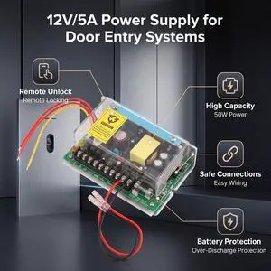 AC110V-240V Input, 12V/5A Electricity Supply for Door Entry Access Control System Switch Electricity Supply Remote Lock Replacement AC110V-240V Input, 12V/5A Electricity Supply for Door Entry Access Control System Switch Electricity Supply Remote Lock Replacement