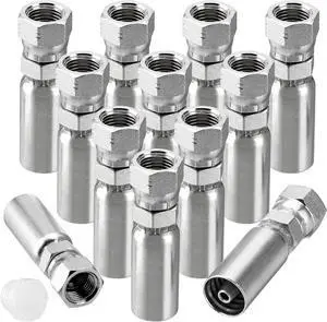 12 Pack 1/4" Hydraulic Hose Fittings, 1/4" I.D. Hose x 3/8" JIC 37° Female with Protection Cover Hydraulic Hose End Swivel Crimp Fitting Kits 12 Pack 1/4" Hydraulic Hose Fittings, 1/4" I.D. Hose x 3/8" JIC 37° Female with Protection Cover Hydraulic Hose End Swivel Crimp Fitting Kits