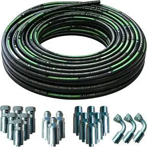 20Ft 1/2 Inch Hydraulic Hose (EN853 SAE 100R2AT -45MPa/6525PSI, 2-Layer Steel Braided),Heavy-Duty Industrial Hydraulic Oil Hose with Fittings 20Ft 1/2 Inch Hydraulic Hose (EN853 SAE 100R2AT -45MPa/6525PSI, 2-Layer Steel Braided),Heavy-Duty Industrial Hydraulic Oil Hose with Fittings