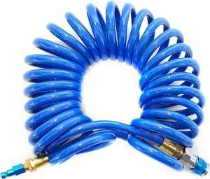 25-Foot 3/8-Inch ID Coiled Air Hose with Reusable 1/4-Inch NPT Brass Fittings, Quick Connect Universal AMT Style Coupler and T-Style Automotive Plug, Kink Resistant Polyurethane Tubing 25-Foot 3/8-Inch ID Coiled Air Hose with Reusable 1/4-Inch NPT Brass Fittings, Quick Connect Universal AMT Style Coupler and T-Style Automotive Plug, Kink Resistant Polyurethane Tubing