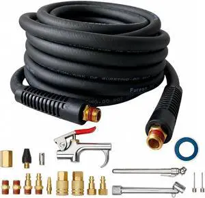19 Pieces Air Compressor Accessories Kit, 3/8 Inch x 25FT Hybrid Air Compressor Hose Kit with 1/4 in NPT Quick Connect Air Fittings, Air Tool & Air Compressor Accessories Kit, Bend Restrictors,300 PSI 19 Pieces Air Compressor Accessories Kit, 3/8 Inch x 25FT Hybrid Air Compressor Hose Kit with 1/4 in NPT Quick Connect Air Fittings, Air Tool & Air Compressor Accessories Kit, Bend Restrictors,300 PSI