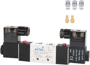Solenoid Valve AirTAC 4V220-08 DC12V 1/4"PT Double Solenoid 5/2 way Air Pneumatic Internal Pilot 21-114 PSI 5 Port 2 Position Have Memory Function. Solenoid Valve AirTAC 4V220-08 DC12V 1/4"PT Double Solenoid 5/2 way Air Pneumatic Internal Pilot 21-114 PSI 5 Port 2 Position Have Memory Function.