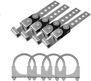 (4 Pack) Universal Exhaust Hardware 3" Inch U Clamp and Stainless Steel Hanger | Automotive Replacement Part (4 Pack) Universal Exhaust Hardware 3" Inch U Clamp and Stainless Steel Hanger | Automotive Replacement Part