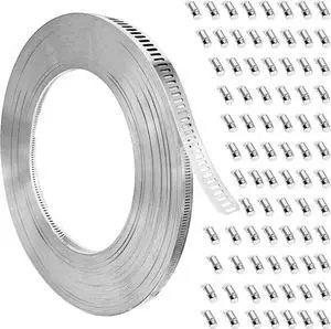 Hose Clamps, DIY 200 FT Metal Strap + 80 Fasteners, Hose Clamps Stainless Steel, Large Adjustable Hose Clamp Pipe Clamp for Pipe Automotive Mechanical Applications Hose Clamps, DIY 200 FT Metal Strap + 80 Fasteners, Hose Clamps Stainless Steel, Large Adjustable Hose Clamp Pipe Clamp for Pipe Automotive Mechanical Applications
