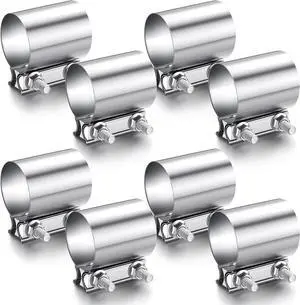 8 Pcs 3 Inch Exhaust Clamp Stainless Steel Exhaust Pipe Muffler Clamp Butt Joint Band Sleeve Coupler for Pipes Muffler Connections, Catalytic Converters 8 Pcs 3 Inch Exhaust Clamp Stainless Steel Exhaust Pipe Muffler Clamp Butt Joint Band Sleeve Coupler for Pipes Muffler Connections, Catalytic Converters