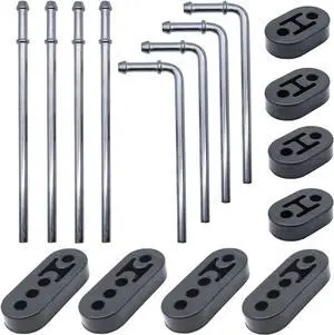 16PCS Rubber Exhaust Hanger Rod Set Heavy Duty 3/8"(10MM) Rod 90°7.6" Long + Straight 10" Long Muffler Hanger Mild Steel Zinc Coated 2 Hole 4 Hole Insulator Mount Car Automotive Replacement 16PCS Rubber Exhaust Hanger Rod Set Heavy Duty 3/8"(10MM) Rod 90°7.6" Long + Straight 10" Long Muffler Hanger Mild Steel Zinc Coated 2 Hole 4 Hole Insulator Mount Car Automotive Replacement