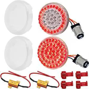 8748RTS-C-LR 2" Rear LED Turn Signals with Halo Running Lights and Brake Lights Compatible With Harley Davidson® Motorcycles - 1157 Base/Red/Add Clear Lenses/Add Load Resistors 8748RTS-C-LR 2" Rear LED Turn Signals with Halo Running Lights and Brake Lights Compatible With Harley Davidson® Motorcycles - 1157 Base/Red/Add Clear Lenses/Add Load Resistors