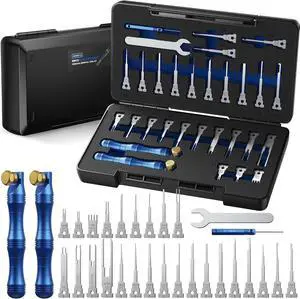 Terminal Removal Tool Kit, 30PCS Professional Depinning Tool Set with Replaceable Pin Extractor Tips for Molex, AMP/TE, Delphi, Deutsch & Automotive Wiring Repair Terminal Removal Tool Kit, 30PCS Professional Depinning Tool Set with Replaceable Pin Extractor Tips for Molex, AMP/TE, Delphi, Deutsch & Automotive Wiring Repair