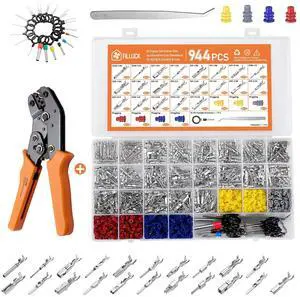945Pcs Pin Connector Kit,Car Electrical Wire Connectors Terminal Pins,21Type Non-Insulated Plug 1/1.5/1.8/2.2/2.8/3.5mm,Large Quantity&Easy Store with Ratchet Crimping Tool 22-16 AWG 945Pcs Pin Connector Kit,Car Electrical Wire Connectors Terminal Pins,21Type Non-Insulated Plug 1/1.5/1.8/2.2/2.8/3.5mm,Large Quantity&Easy Store with Ratchet Crimping Tool 22-16 AWG