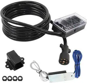 7 Way 16 FT Trailer Cord with 7 Gang Junction Box Kit with Plug Holder and 12V Breakaway Switch Trailer Connector Cable Wiring Harness 7 Way 16 FT Trailer Cord with 7 Gang Junction Box Kit with Plug Holder and 12V Breakaway Switch Trailer Connector Cable Wiring Harness
