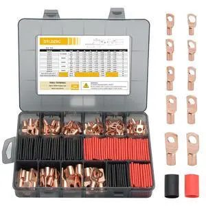 Thickened Copper LugsElectric Wire LugsAWG2 4 6 8 10 12Gauge80Pcs Heavy Duty Battery Cable Lugs Ends Ring Terminal Connectors80Pcs 3:1 Heat Shrink Tubing Assortment Kit Set160pcs Thickened Copper LugsElectric Wire LugsAWG2 4 6 8 10 12Gauge80Pcs Heavy Duty Battery Cable Lugs Ends Ring Terminal Connectors80Pcs 3:1 Heat Shrink Tubing Assortment Kit Set160pcs