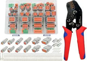216 PCS DT Connector Kit with Ratcheting Wire Crimper for Deutsch Connector, 2 3 4 6 8 12 Pin Connectors Automotive Electrical Connectors With Size 16 Stamped Contacts & Accessories 216 PCS DT Connector Kit with Ratcheting Wire Crimper for Deutsch Connector, 2 3 4 6 8 12 Pin Connectors Automotive Electrical Connectors With Size 16 Stamped Contacts & Accessories
