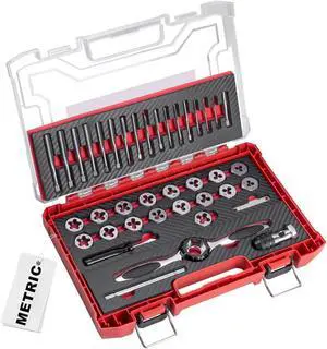 39-Piece Metric Tap and Die Set, Professional Threading Tool Kit for Internal & External Threads with Double-Layer Storage Case 39-Piece Metric Tap and Die Set, Professional Threading Tool Kit for Internal & External Threads with Double-Layer Storage Case