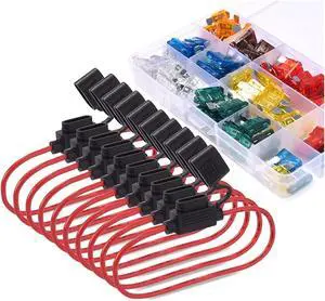 Car Truck 120pcs Blade Fuses Standard Fuse Assortment kit Universal with 10pcs 14 AWG Inline Fuse Holder & Car Truck 120pcs Blade Fuses Standard Fuse Assortment kit Universal with 10pcs 14 AWG Inline Fuse Holder &