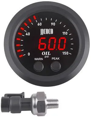 Universal Oil Pressure Gauge Kit 2-1/16" (52mm) 150 PSI - Digital Meter Red Display with 1/8NPT Electronic Sensor - for Boat Marine Car Auto Truck Automotive Gauge Sets Universal Oil Pressure Gauge Kit 2-1/16" (52mm) 150 PSI - Digital Meter Red Display with 1/8NPT Electronic Sensor - for Boat Marine Car Auto Truck Automotive Gauge Sets